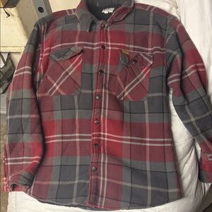 Matix Red and Gray Plaid Button-Up Flannel Shirt
